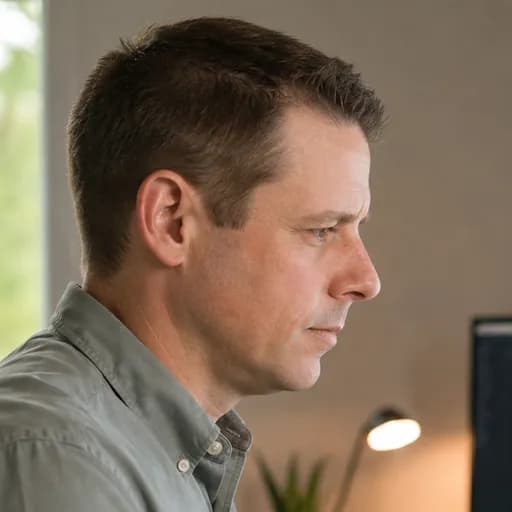Mike Wiberg at his desk, running the Image Compressor tool